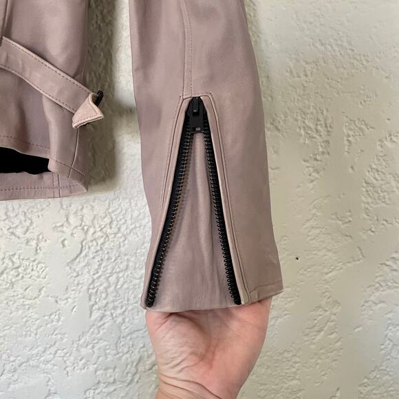 IRO Newhan Han Leather Moto Biker Jacket Dusty Old Pink sz 38 - Picture 9 of 15